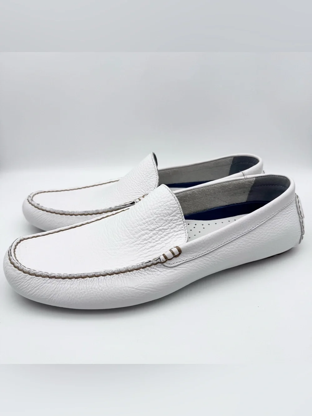 Polo Ralph Lauren Terence Driver White Leather Venetian Moccasins Men's Size 13
